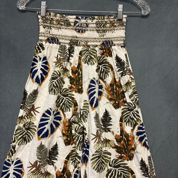 Dahui Hawaii Women's Linen Pants Yoga Wide Leg Smock Waist Comfy Beachy Damask - Picture 10 of 15